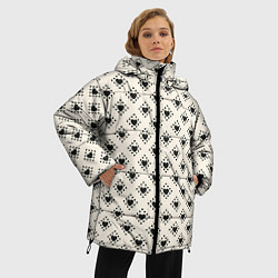 Куртка зимняя женская Черные сердечки паттерн, цвет: 3D-светло-серый — фото 2