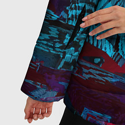 Куртка зимняя женская Авангардная фрактальная композиция - Глитч, цвет: 3D-красный — фото 2