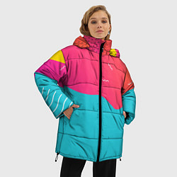 Куртка зимняя женская Яркие кляксы, цвет: 3D-красный — фото 2