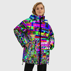 Куртка зимняя женская Яркий авангардный глитч, цвет: 3D-светло-серый — фото 2