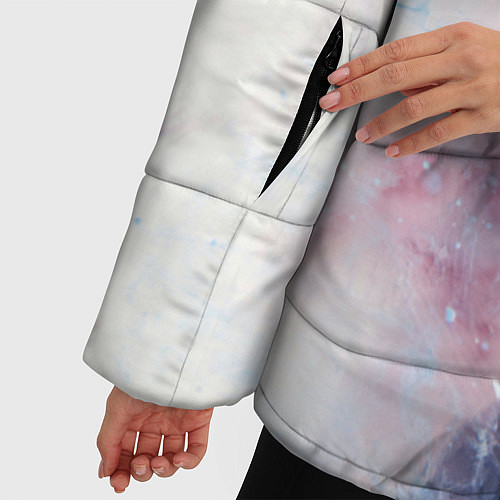 Женская зимняя куртка Абстрактные краски и силуэт - Белый / 3D-Черный – фото 5