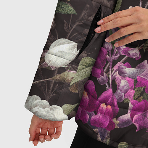 Женская зимняя куртка Цветы Ночные Розы / 3D-Черный – фото 5