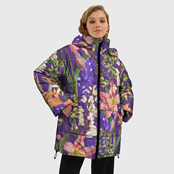 Куртка зимняя женская Яркий Цветочный Сад, цвет: 3D-черный — фото 2