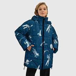 Куртка зимняя женская Текстура Космос, цвет: 3D-красный — фото 2