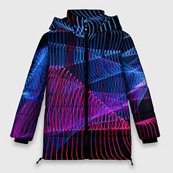 Куртка зимняя женская Неоновые электронные волнообразные линии, цвет: 3D-светло-серый