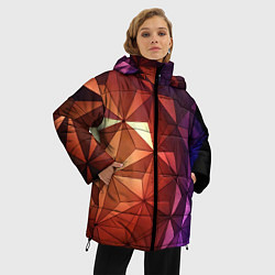 Куртка зимняя женская Абстрактная металлическая поверхность планеты, цвет: 3D-светло-серый — фото 2