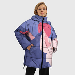 Куртка зимняя женская Пейзаж гор и леса в стиле ретро, цвет: 3D-светло-серый — фото 2