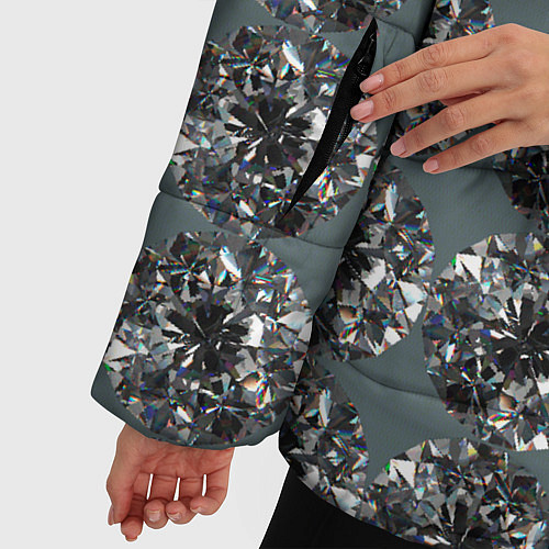 Женская зимняя куртка Бриллианты - текстура / 3D-Черный – фото 5