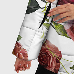 Куртка зимняя женская Цветы Нарисованные Красные и Розовые Розы, цвет: 3D-красный — фото 2