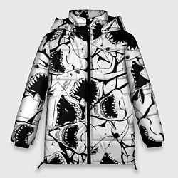 Куртка зимняя женская Пасти акул - паттерн, цвет: 3D-светло-серый