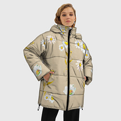 Куртка зимняя женская Цветущие Ромашки, цвет: 3D-черный — фото 2
