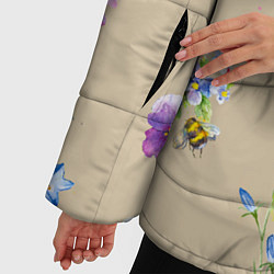 Куртка зимняя женская Нарисованные Цветы Колокольчики и Пчёлы, цвет: 3D-красный — фото 2