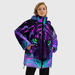 Куртка зимняя женская Светящийся неоновый тигр, цвет: 3D-светло-серый — фото 2