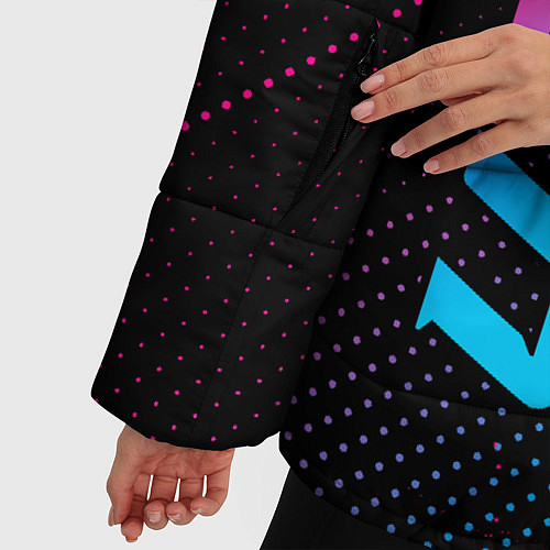 Женская зимняя куртка UAZ - neon gradient: символ и надпись вертикально / 3D-Черный – фото 5