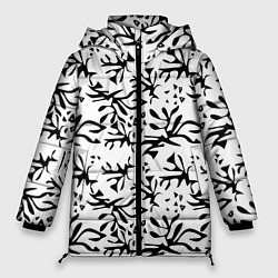 Куртка зимняя женская Черно белый абстрактный модный узор, цвет: 3D-черный