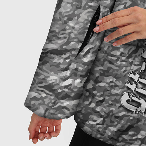 Женская зимняя куртка Логотип Тойоты на фоне скалы - внедорожник / 3D-Черный – фото 5