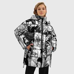 Куртка зимняя женская Человек-бензопила паттерн, цвет: 3D-светло-серый — фото 2
