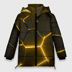Куртка зимняя женская Золотые неоновые геометрические плиты, цвет: 3D-красный