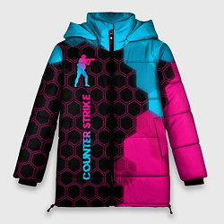 Куртка зимняя женская Counter Strike - neon gradient: по-вертикали, цвет: 3D-черный