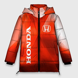 Куртка зимняя женская Honda - красная абстракция, цвет: 3D-черный