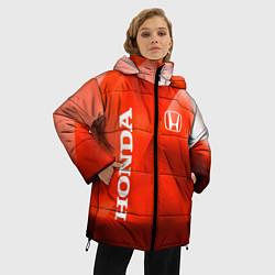 Куртка зимняя женская Honda - красная абстракция, цвет: 3D-черный — фото 2