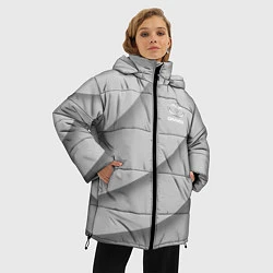 Куртка зимняя женская Daewoo - серая абстракция, цвет: 3D-красный — фото 2