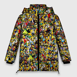 Куртка зимняя женская Симпсоны все Герои, цвет: 3D-черный