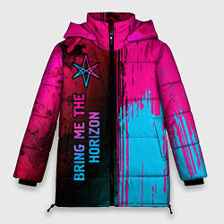 Куртка зимняя женская Bring Me the Horizon - neon gradient: по-вертикали, цвет: 3D-черный