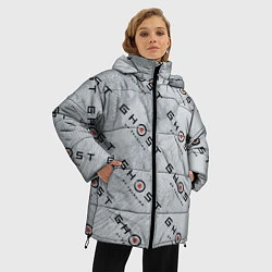 Куртка зимняя женская Призрак Цусимы узор, цвет: 3D-черный — фото 2