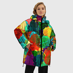 Куртка зимняя женская Colored leaves, цвет: 3D-светло-серый — фото 2