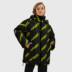 Куртка зимняя женская Киберпанк Бегущий по краю паттерн, цвет: 3D-черный — фото 2