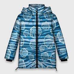 Куртка зимняя женская Паттерн из створок ракушки - океан, цвет: 3D-светло-серый