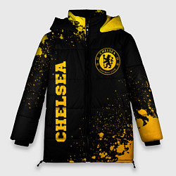 Куртка зимняя женская Chelsea - gold gradient: символ и надпись вертикал, цвет: 3D-черный