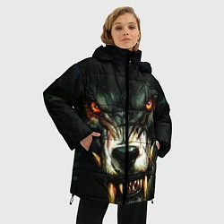 Куртка зимняя женская Злой волк с длинными клыками, цвет: 3D-красный — фото 2