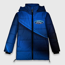 Куртка зимняя женская Ford - синяя абстракция, цвет: 3D-красный