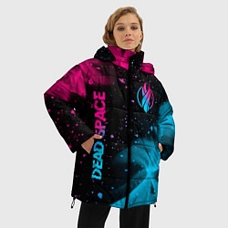 Куртка зимняя женская Dead Space - neon gradient: символ и надпись верти, цвет: 3D-черный — фото 2