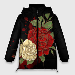 Куртка зимняя женская Прекрасные розы, цвет: 3D-черный