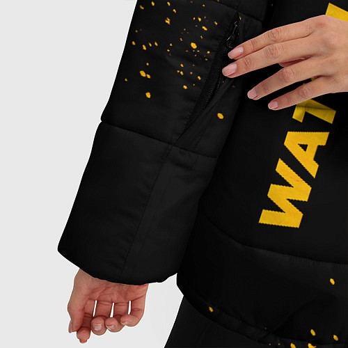 Женская зимняя куртка Watch Dogs - gold gradient: надпись, символ / 3D-Черный – фото 5