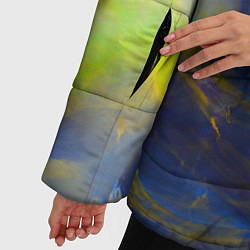 Куртка зимняя женская Абстрактные мазки красок и силуэт - Синий, цвет: 3D-красный — фото 2