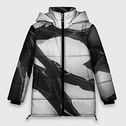 Куртка зимняя женская Осколки кристалла, тёмная абстракция, цвет: 3D-черный
