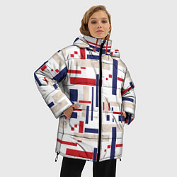 Куртка зимняя женская Геометрический узор Орион красно-синий на белом, цвет: 3D-светло-серый — фото 2