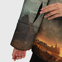 Куртка зимняя женская Рассвет в горах, пейзаж, цвет: 3D-черный — фото 2