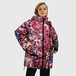 Куртка зимняя женская Дерево Черри Блоссом, цвет: 3D-красный — фото 2