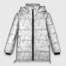 Куртка зимняя женская Белые цветы на светло сером, цвет: 3D-светло-серый