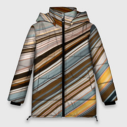 Куртка зимняя женская Colored wavy lines, цвет: 3D-светло-серый