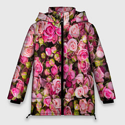 Куртка зимняя женская Фон из розовых роз, цвет: 3D-светло-серый
