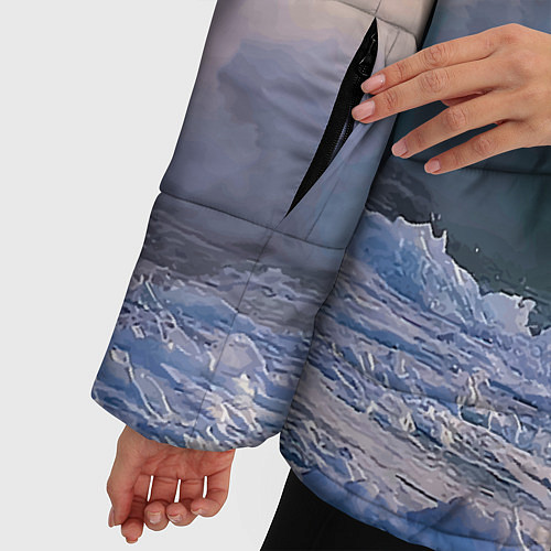 Женская зимняя куртка Штормовая волна, накатывающая на берег / 3D-Красный – фото 5