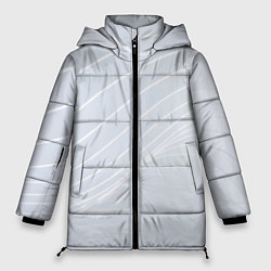 Куртка зимняя женская Серый фон и белые линии, цвет: 3D-черный