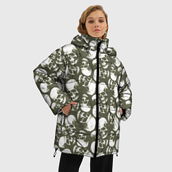 Куртка зимняя женская Череп гранж, цвет: 3D-черный — фото 2