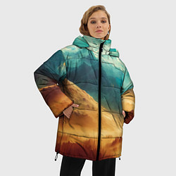 Куртка зимняя женская Завораживающий горный вид - рисунок, цвет: 3D-черный — фото 2